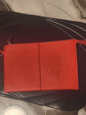 GUESS Red Zip Wristlet Clutch